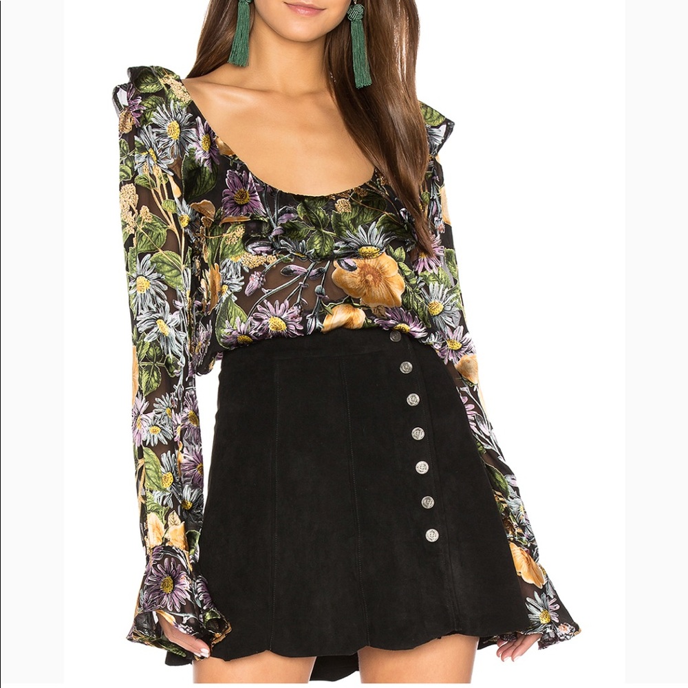For Love and Lemons long sleeve ruffle blouse Xs